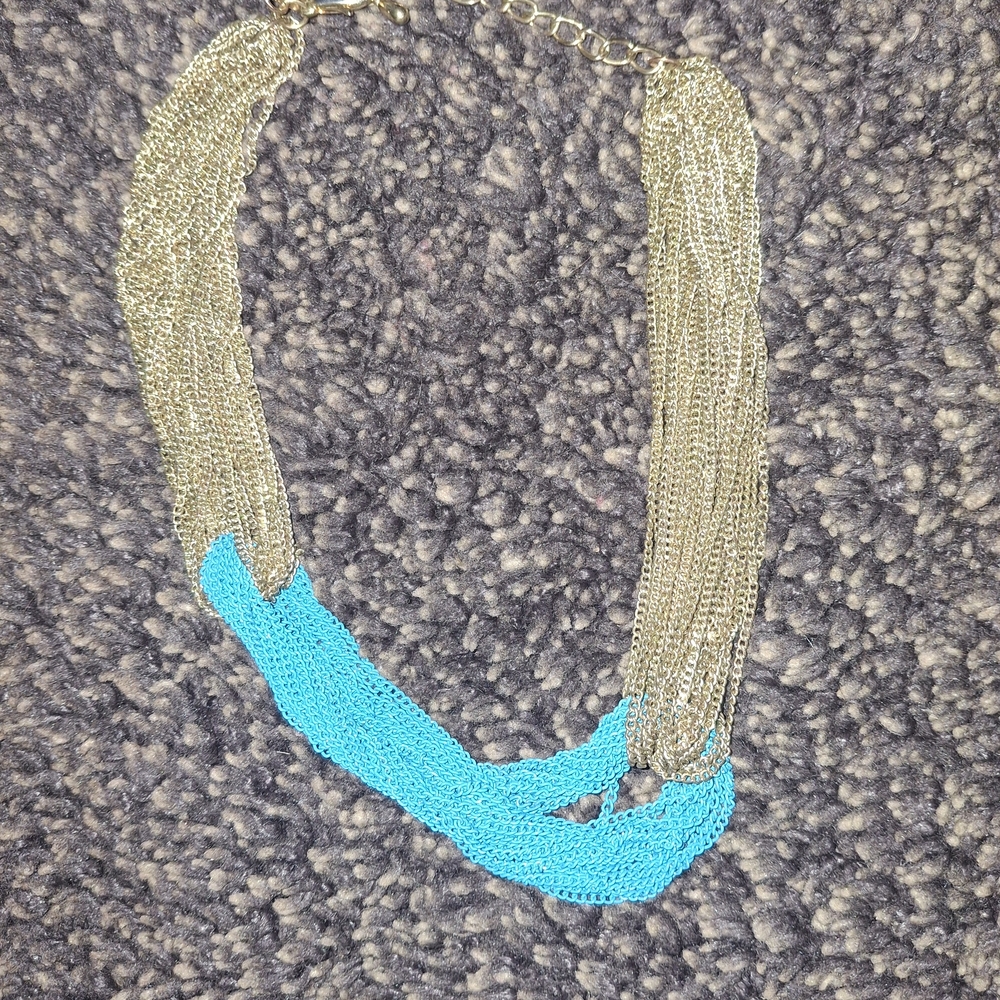 Elegant Gold and Blue Layered Necklace